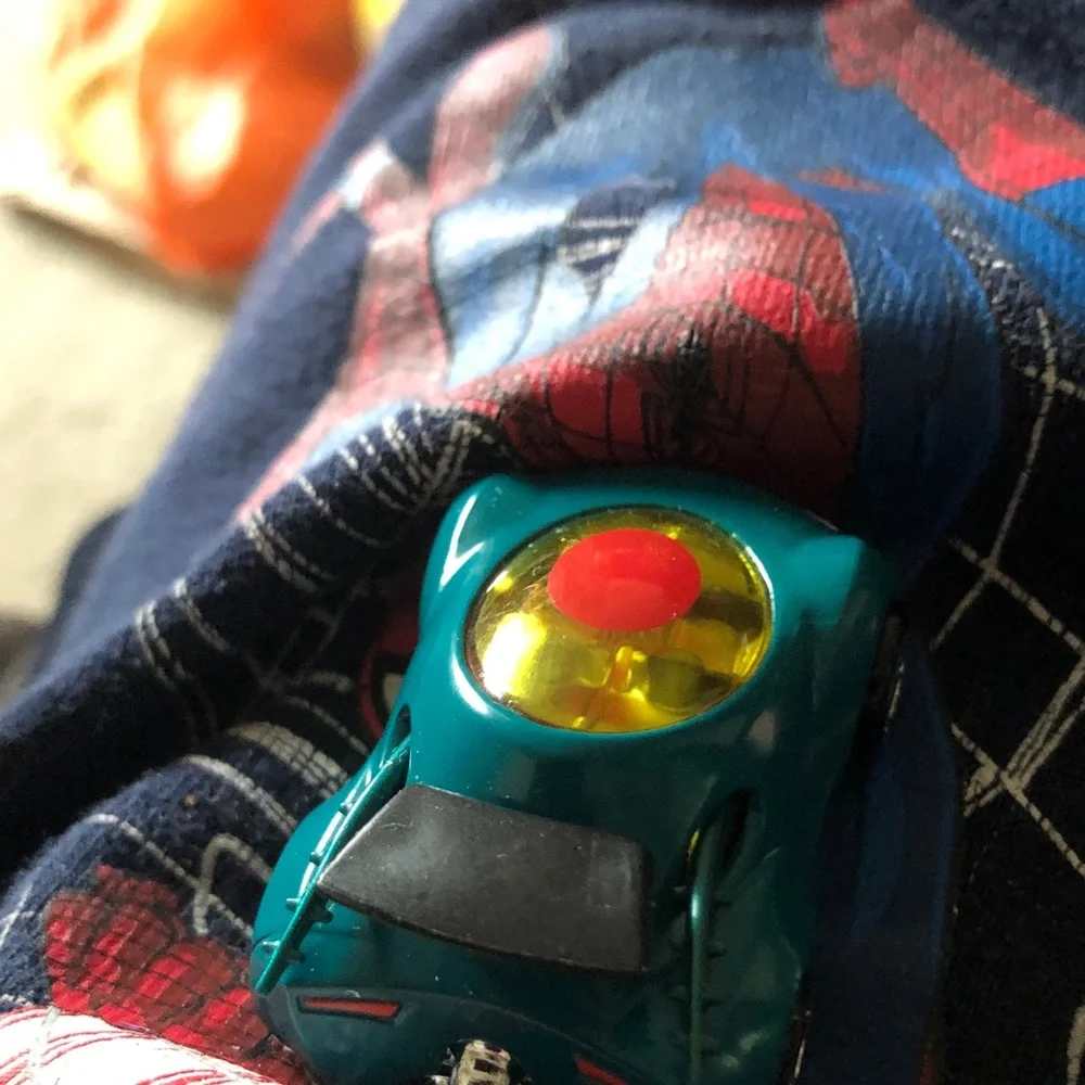 Teal Monster Car Toy with Yellow Dome and Red Accent